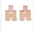Preowned Hermès Pop H Pink & Rose Gold-Tone Earrings