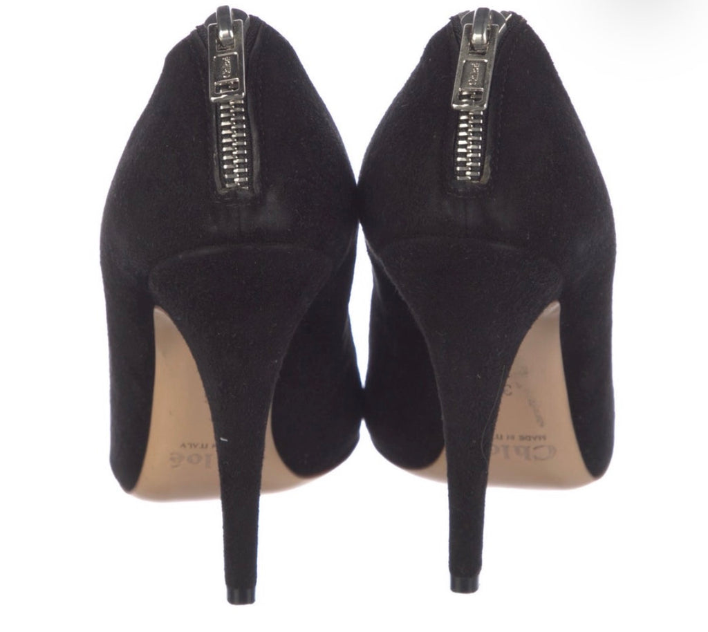Preowned Chloé Black Suede & Mesh Pumps – Size 36
