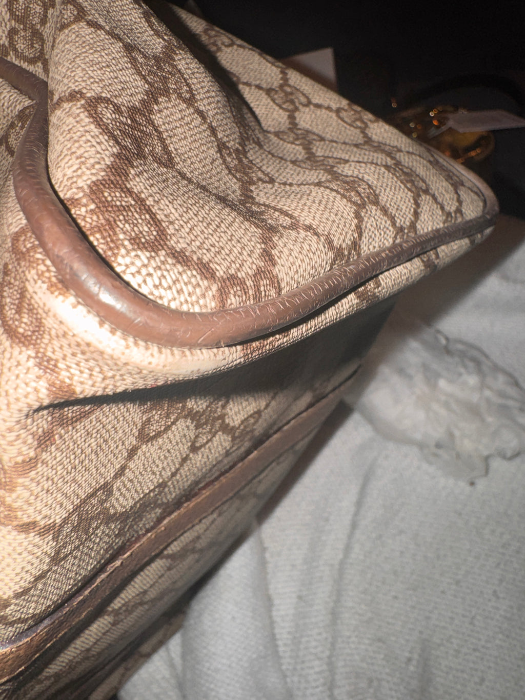 preowned Gucci GG Supreme Boston Top Handle Bag – Brown