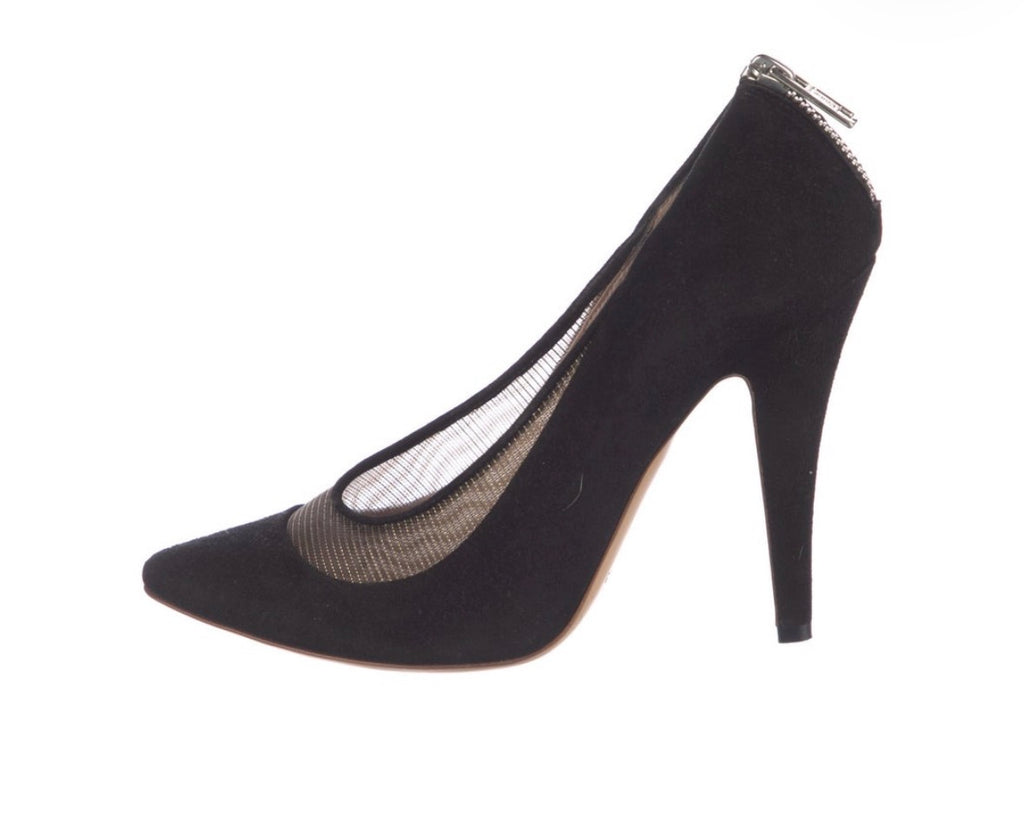 Preowned Chloé Black Suede & Mesh Pumps – Size 36