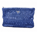 Prada Gaufre Ruched Leather Clutch – Blue