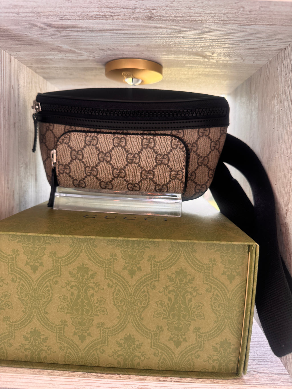 Preowned Gucci GG Supreme Belt Bag – Brown/Black