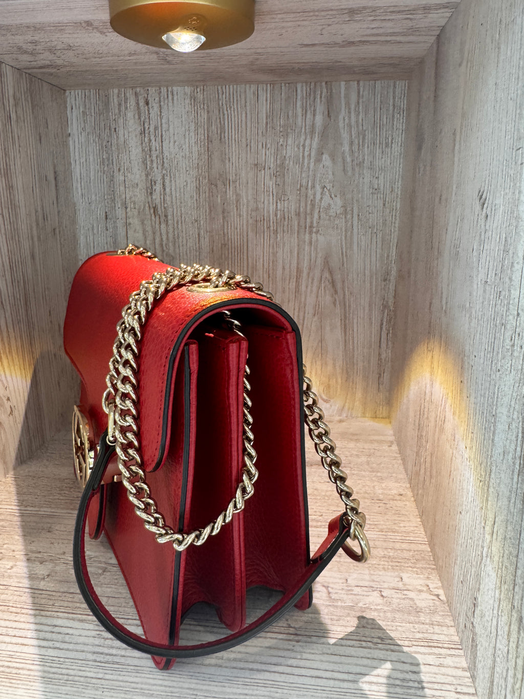 Gucci Dollar Interlocking G Small Chain Shoulder Bag – Red