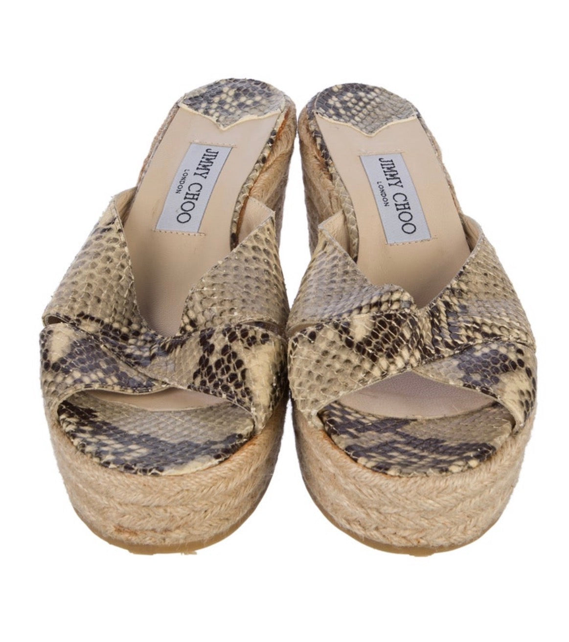 Pre-owned Jimmy Choo Animal Print Espadrille Wedge - Size 9/39