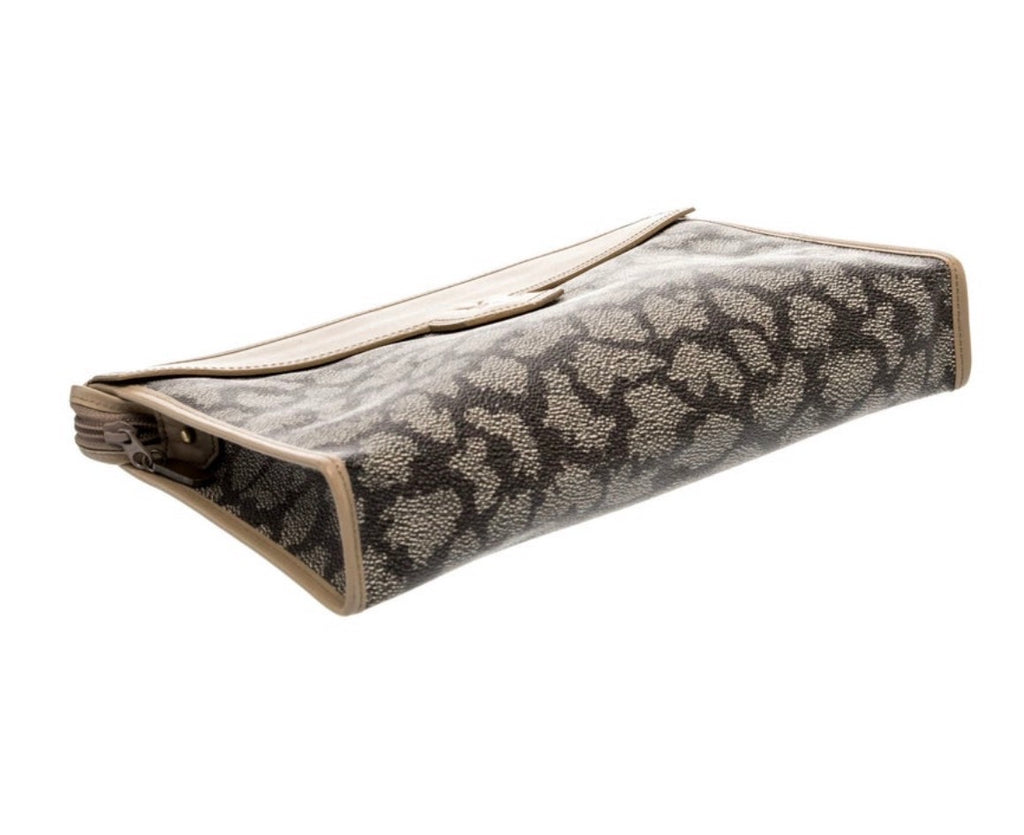 Preowned Vintage Saint Laurent Leopard-Print Monogram Clutch — Preowned