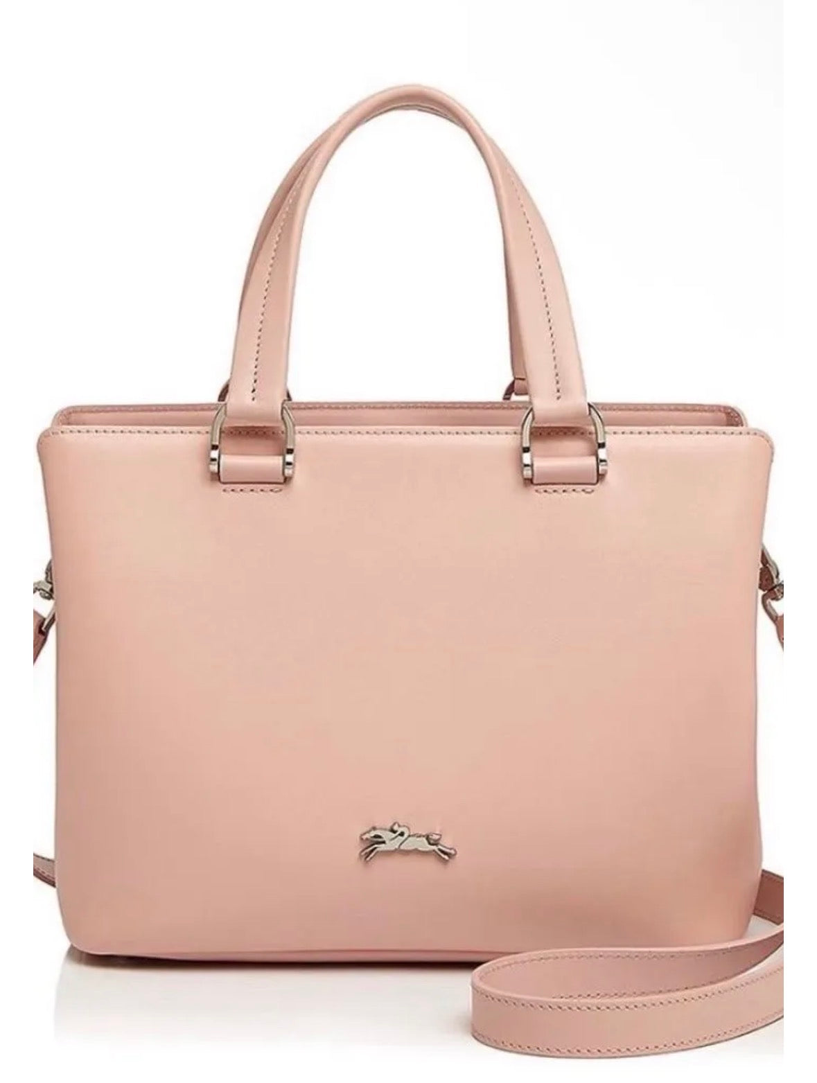 Longchamp Blush Pink Leather Three-Compartment Satchel / Crossbody