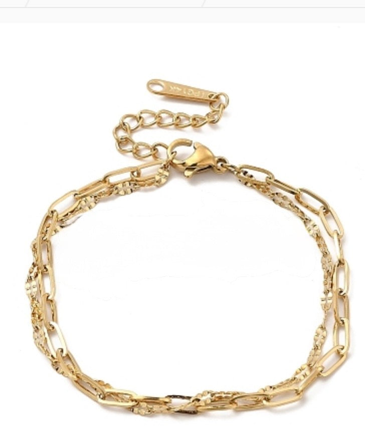 Paperclip Double Layered Bracelet — 14K Gold Plated