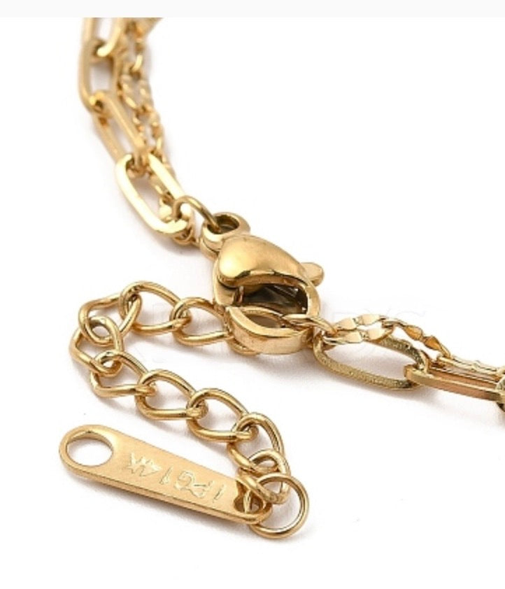 Paperclip Double Layered Bracelet — 14K Gold Plated