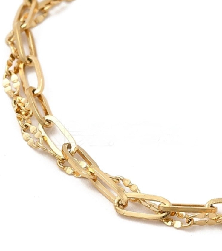 Paperclip Double Layered Bracelet — 14K Gold Plated