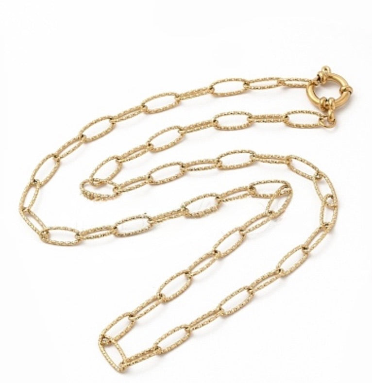 Cable Chain Necklace — Embellished/textured 14K Gold Plated - 19.8”
