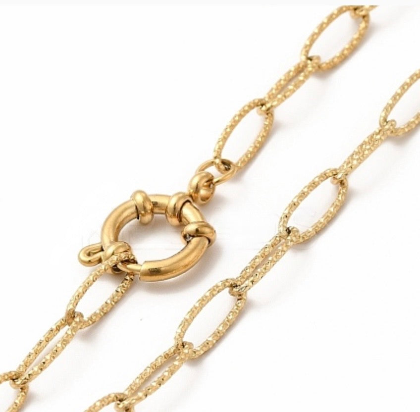 Cable Chain Necklace — Embellished/textured 14K Gold Plated - 19.8”