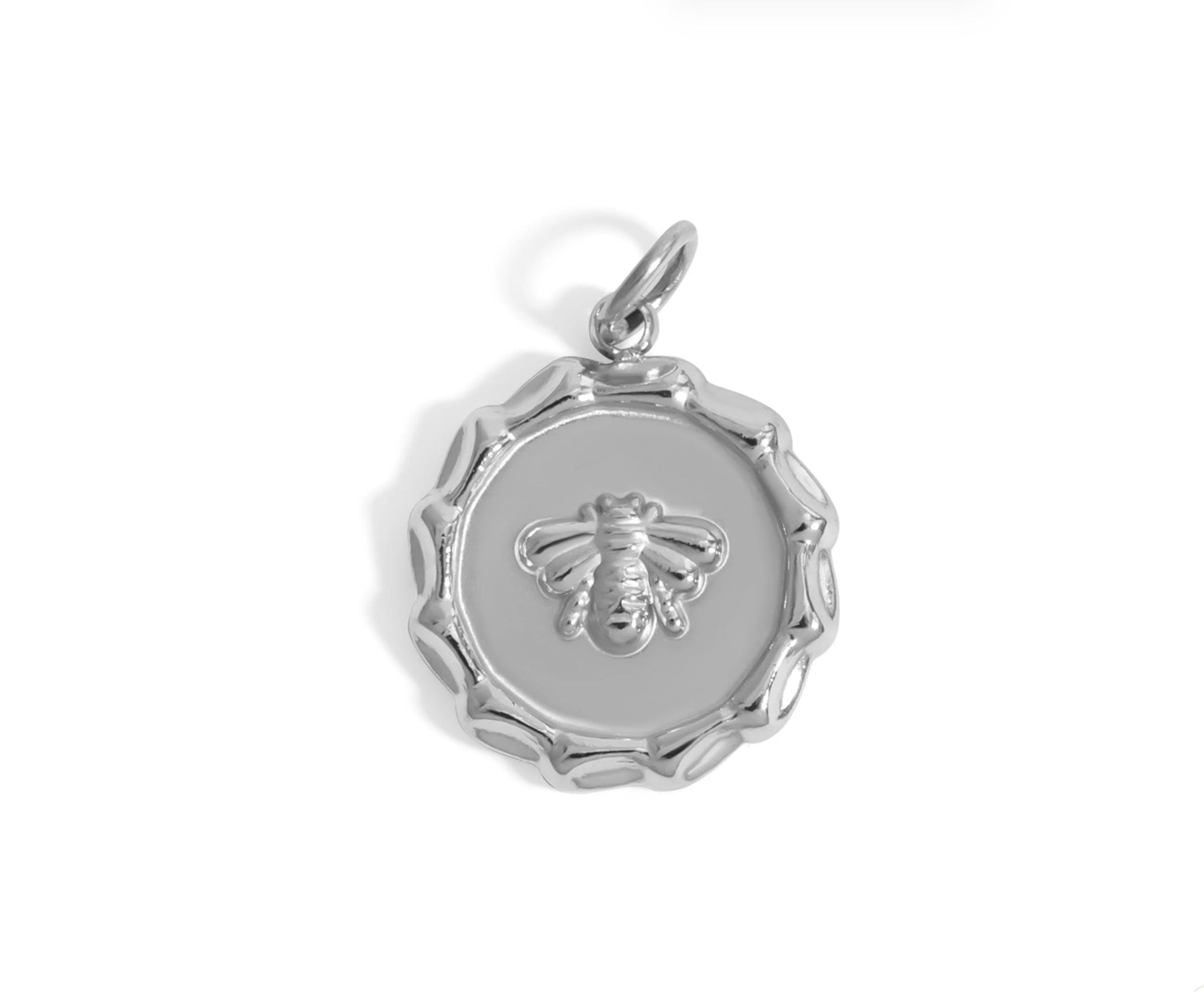 Bee charm - silver toned - stainless steel