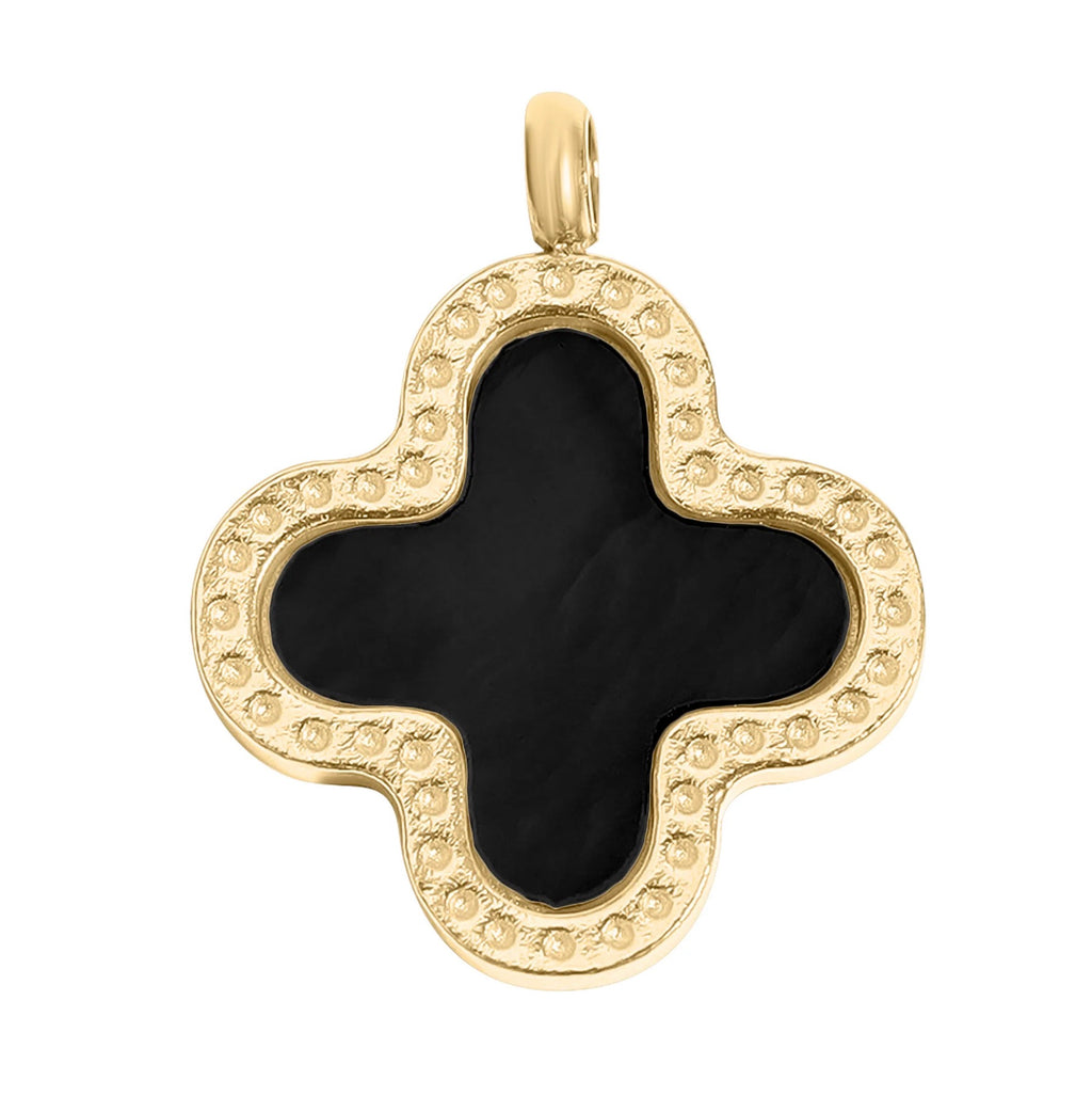 18K Gold Plated Lucky Clover Charm - Black