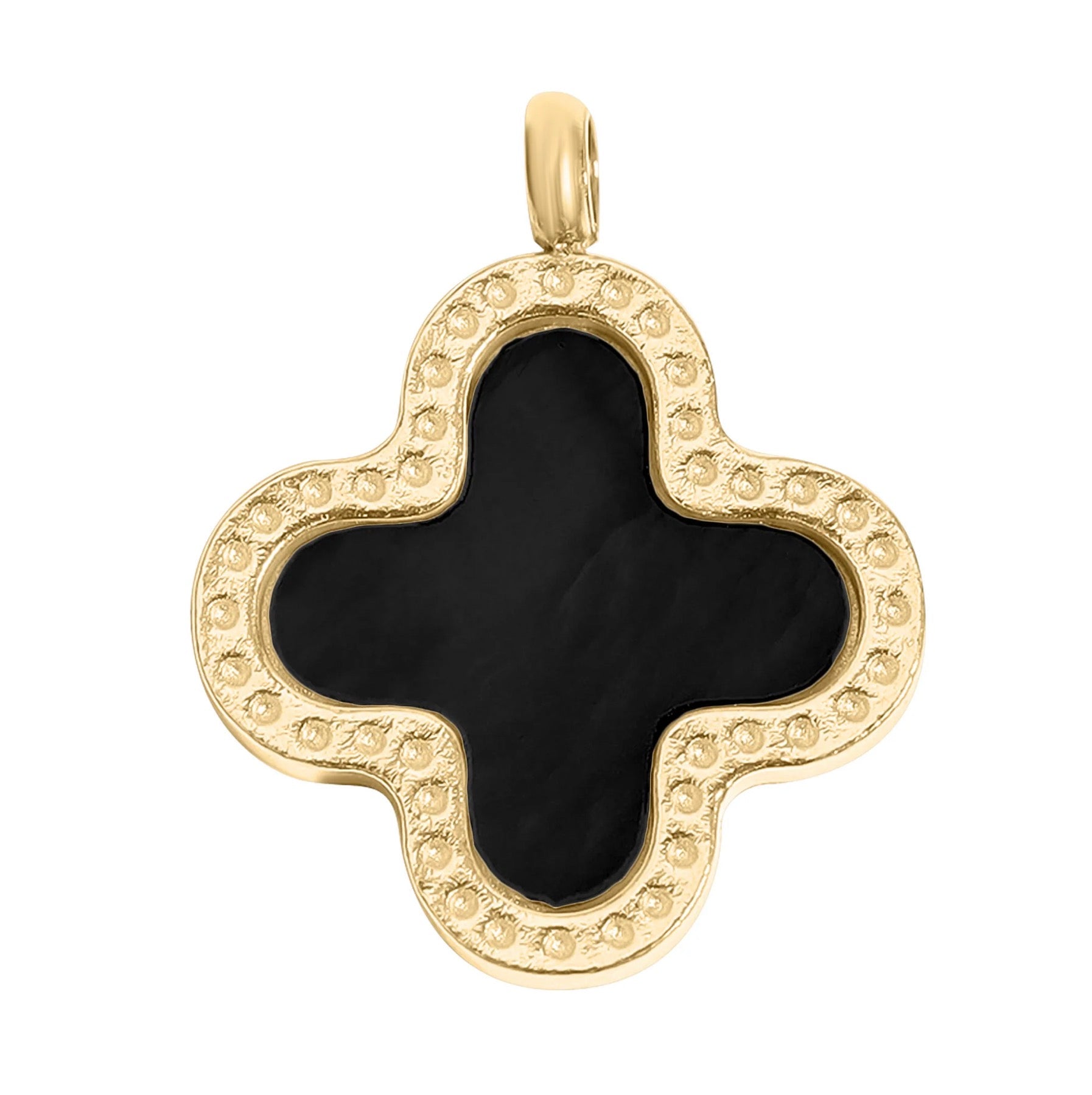 18K Gold Plated Lucky Clover Charm - Black