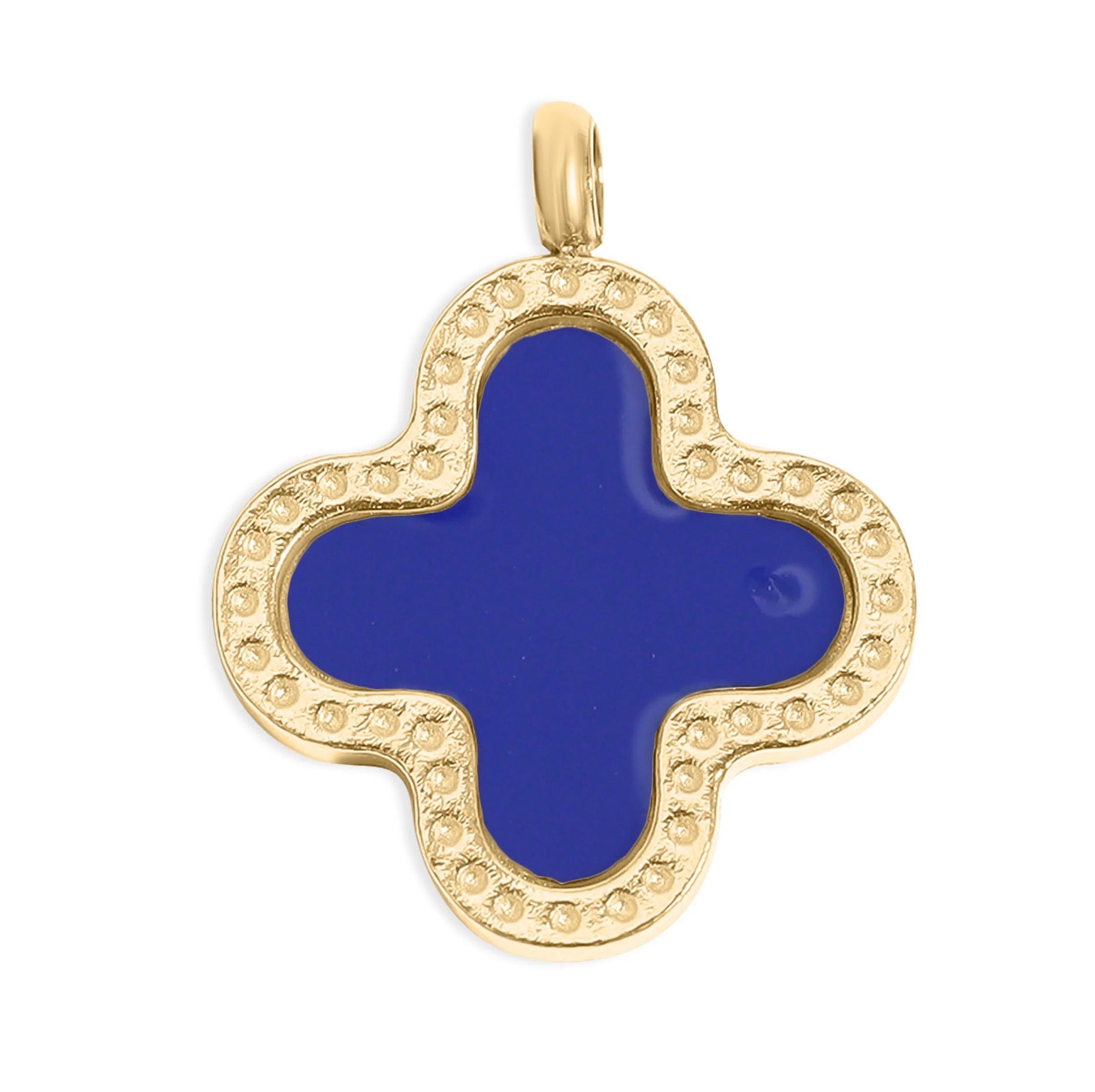 18K Gold Plated Lucky Clover Charm - Blue