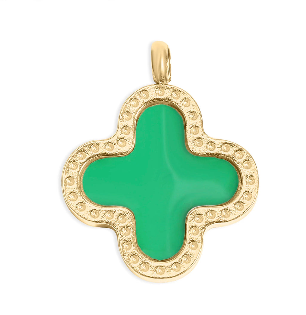 18K Gold Plated Lucky Clover - Charm Only - Green