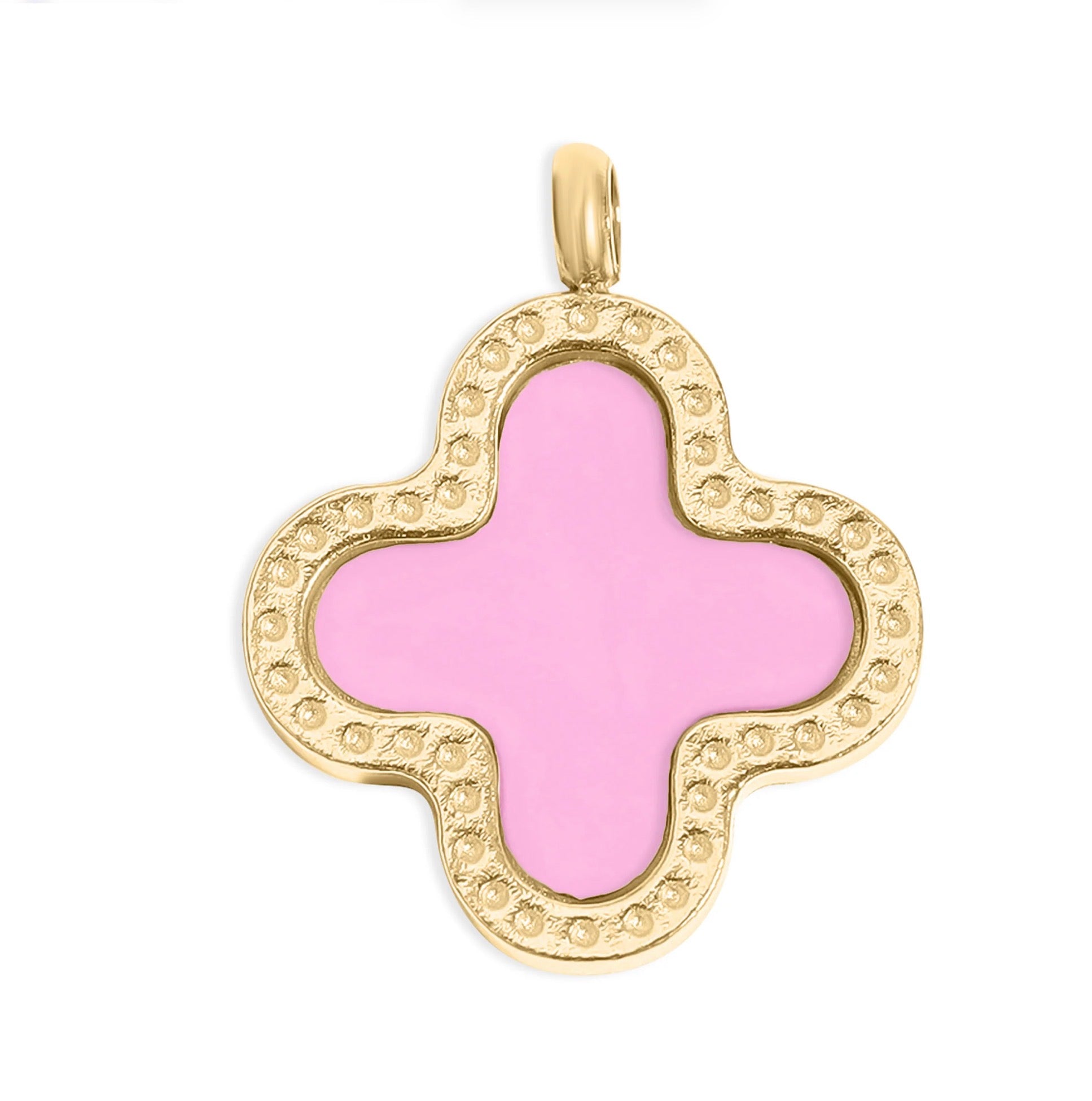 18K Gold Plated Lucky Clover Charm - Pink
