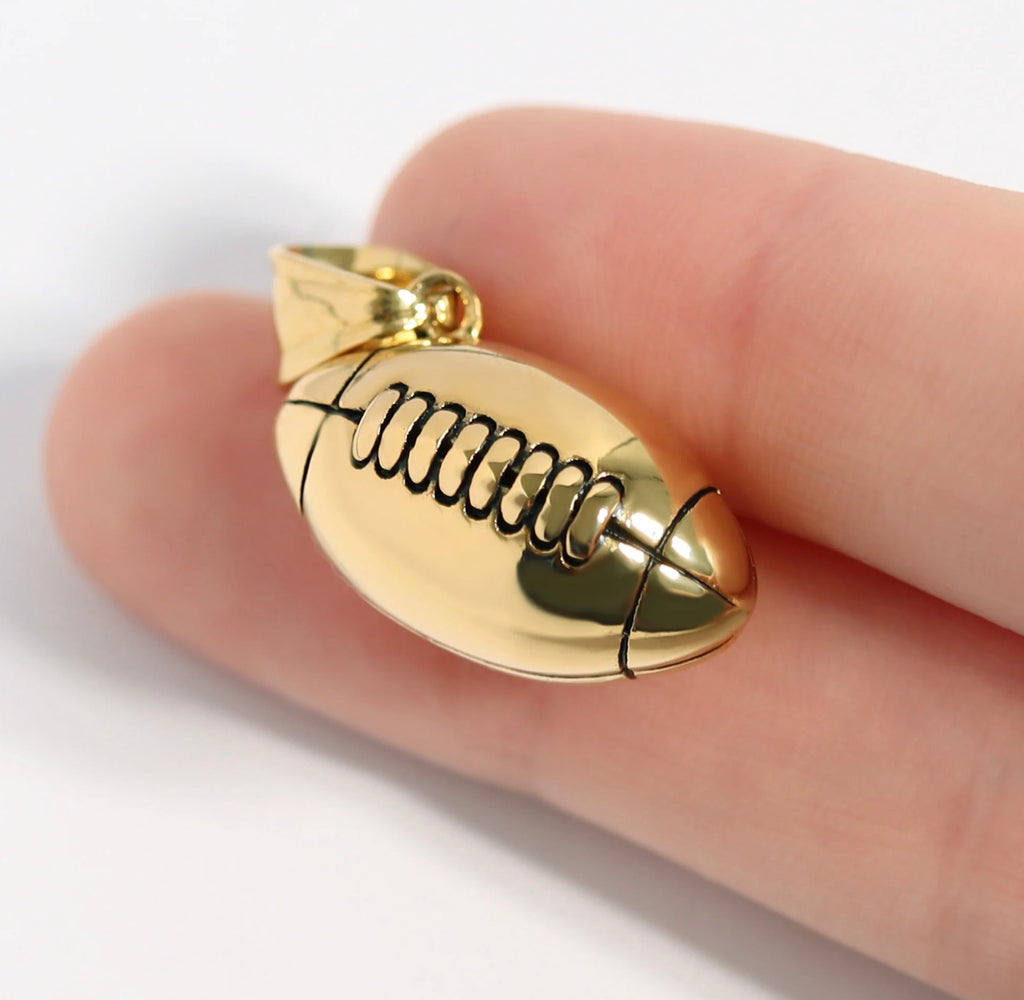 Football pendant/charm - 18K gold plated or Silver toned/Stainless Steel