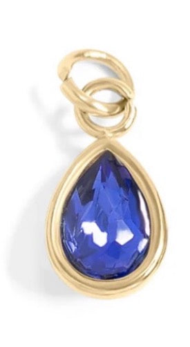 Teardrop mini birthstone crystal charm - 18K gold plated