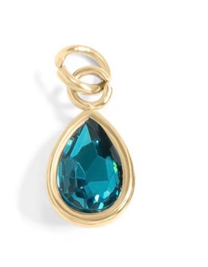 Teardrop mini birthstone crystal charm - 18K gold plated