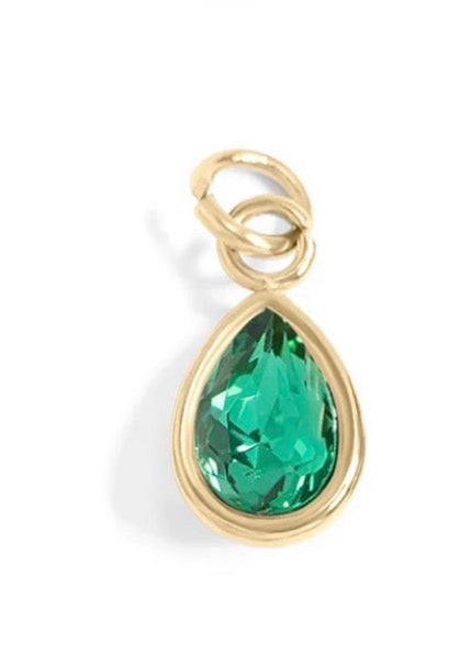 Teardrop mini birthstone crystal charm - 18K gold plated