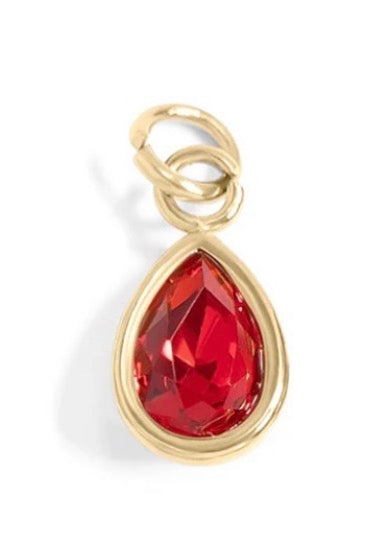 Teardrop mini birthstone crystal charm - 18K gold plated