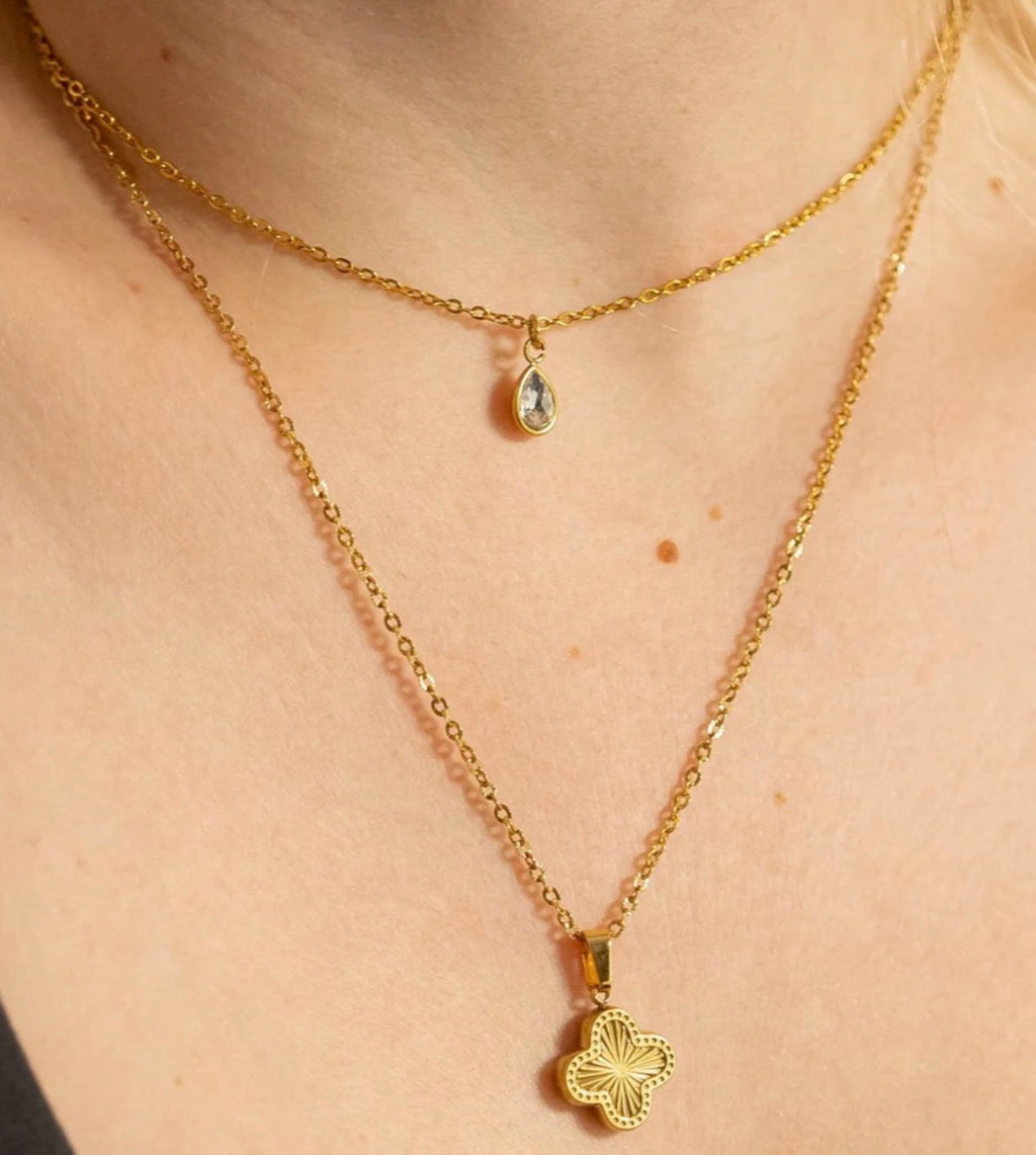 Teardrop mini birthstone crystal charm - 18K gold plated