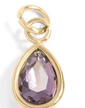 Teardrop mini birthstone crystal charm - 18K gold plated