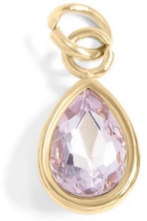 Teardrop mini birthstone crystal charm - 18K gold plated