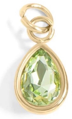 Teardrop mini birthstone crystal charm - 18K gold plated