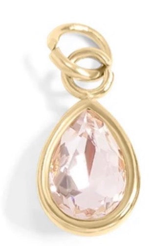 Teardrop mini birthstone crystal charm - 18K gold plated