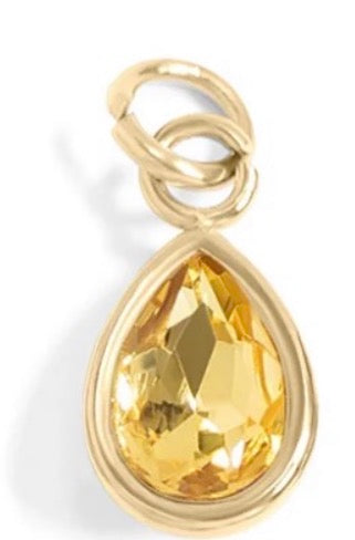 Teardrop mini birthstone crystal charm - 18K gold plated