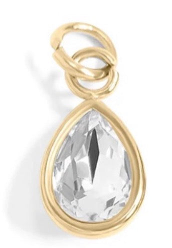 Teardrop mini birthstone crystal charm - 18K gold plated