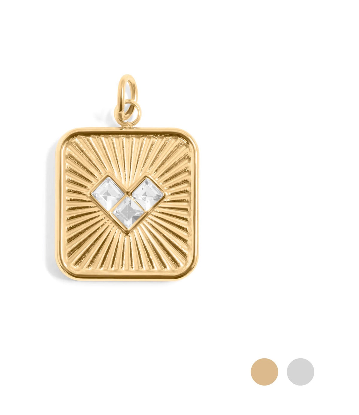 18K Gold-Plated or Silver-Tone Stone-Accent Heart Charm