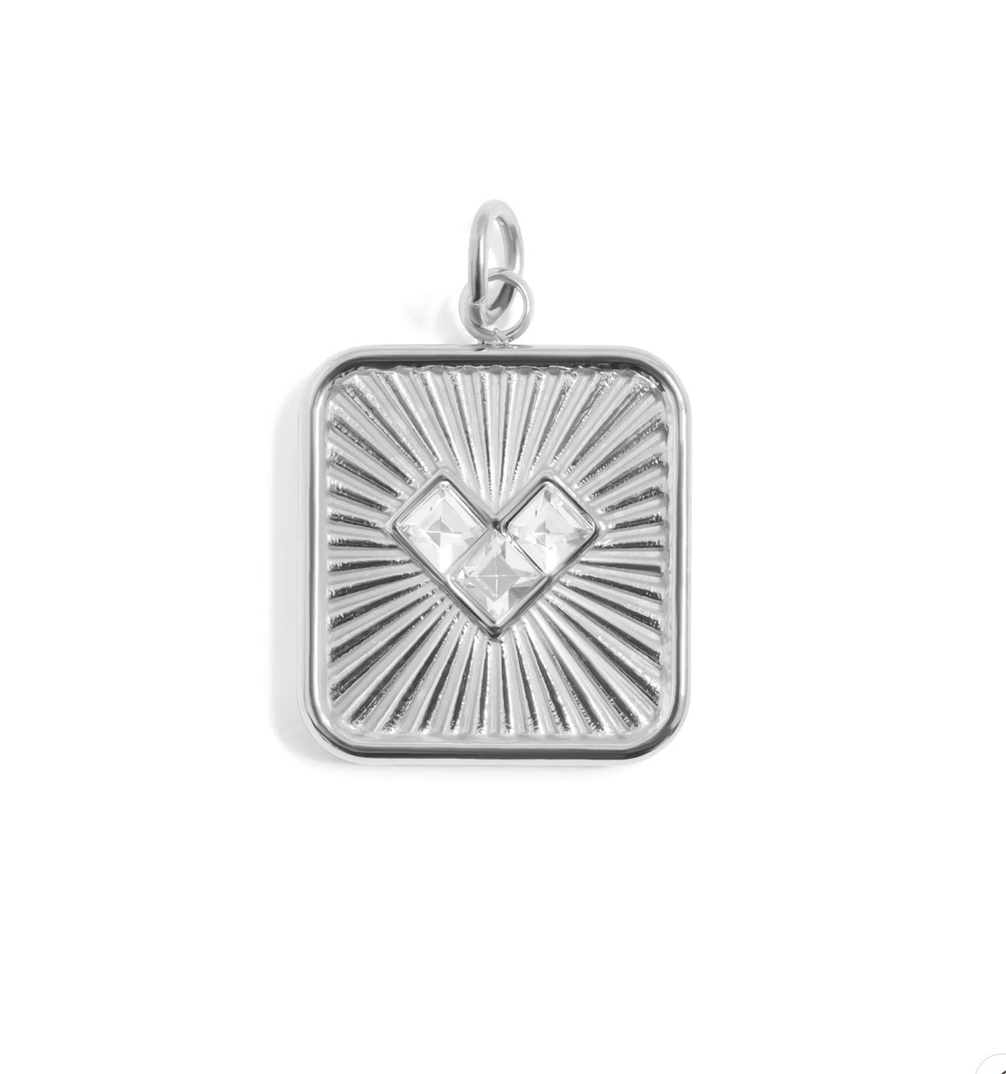 18K Gold-Plated or Silver-Tone Stone-Accent Heart Charm