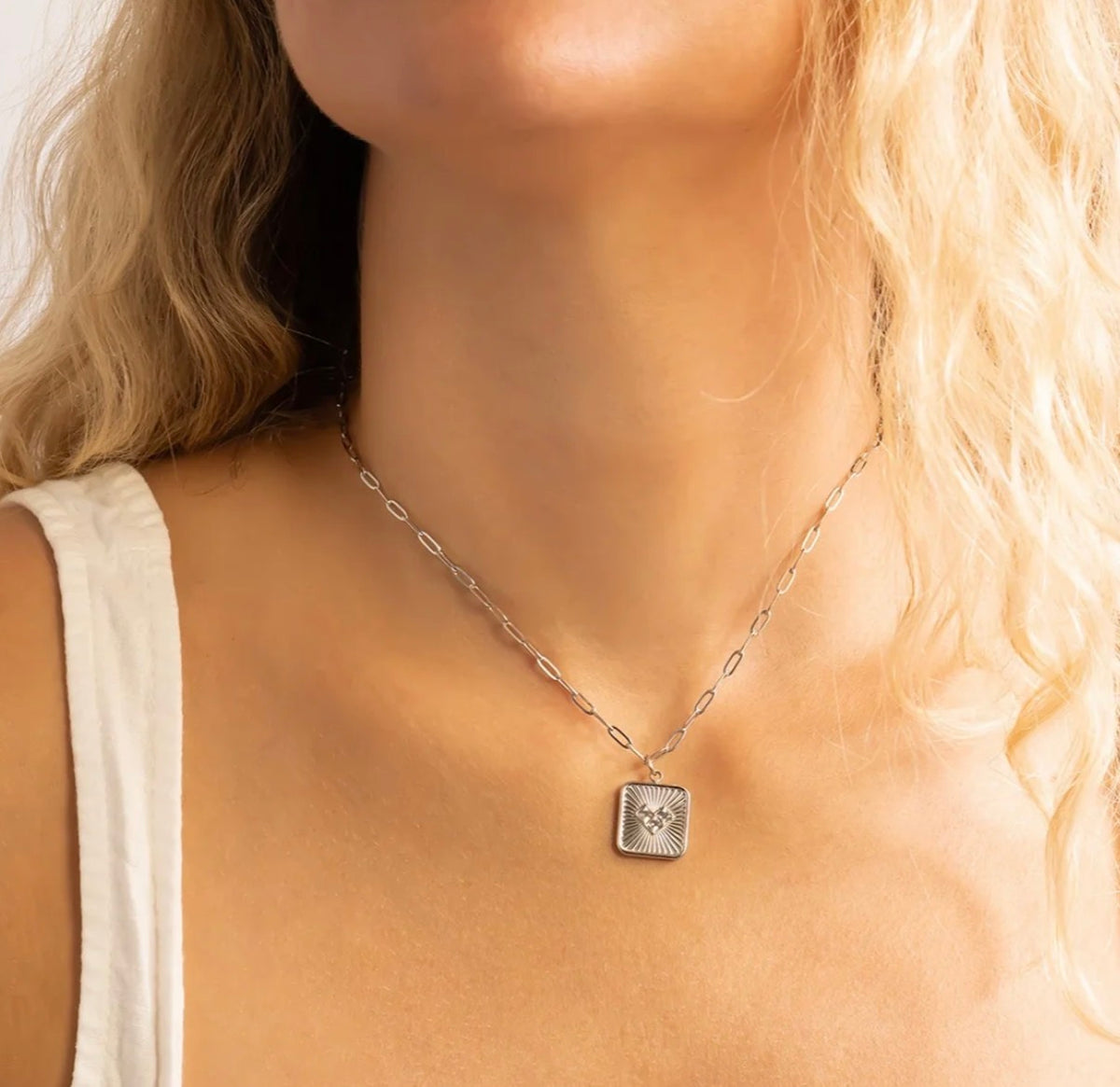 18K Gold-Plated or Silver-Tone Stone-Accent Heart Charm