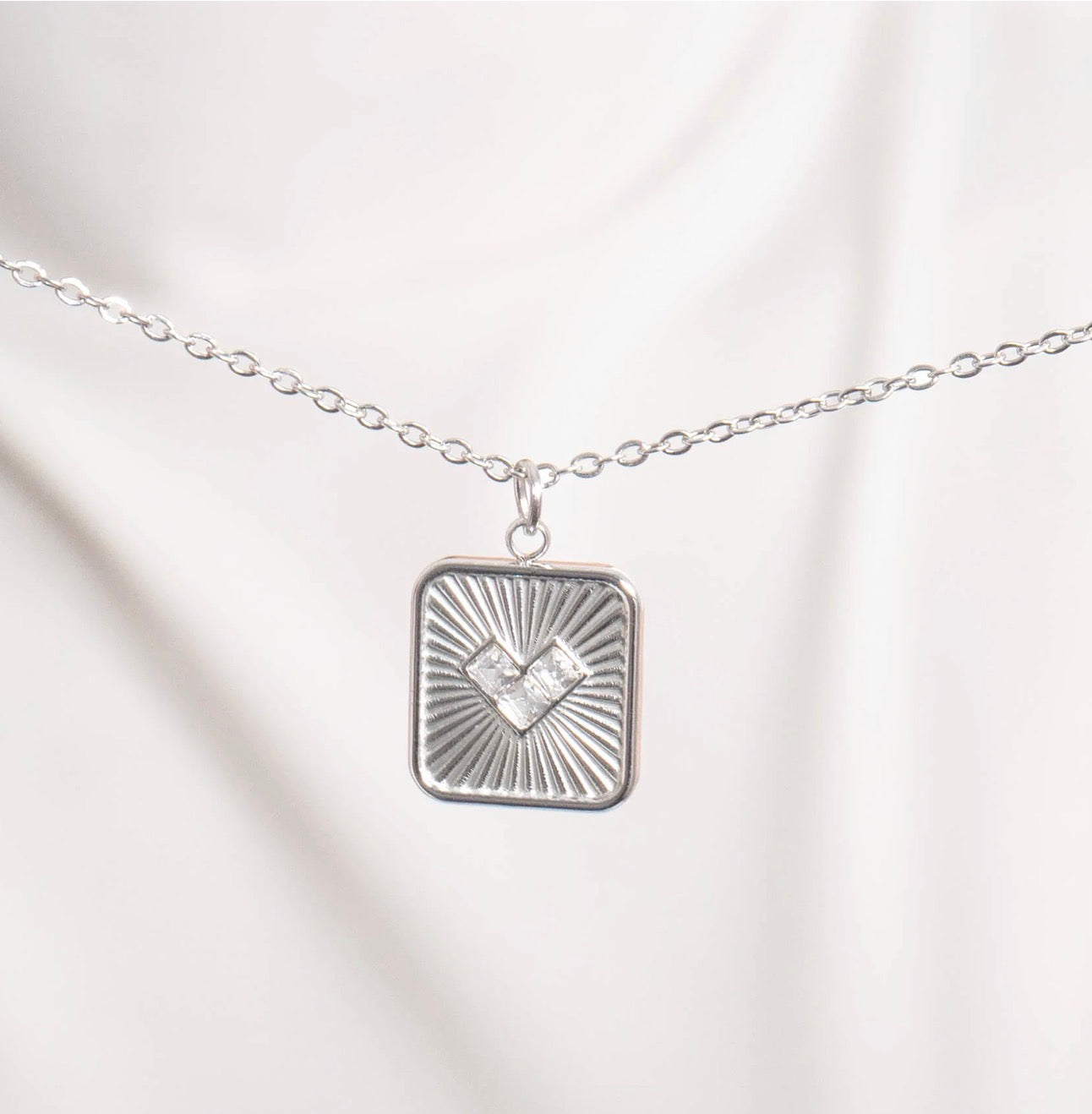 18K Gold-Plated or Silver-Tone Stone-Accent Heart Charm