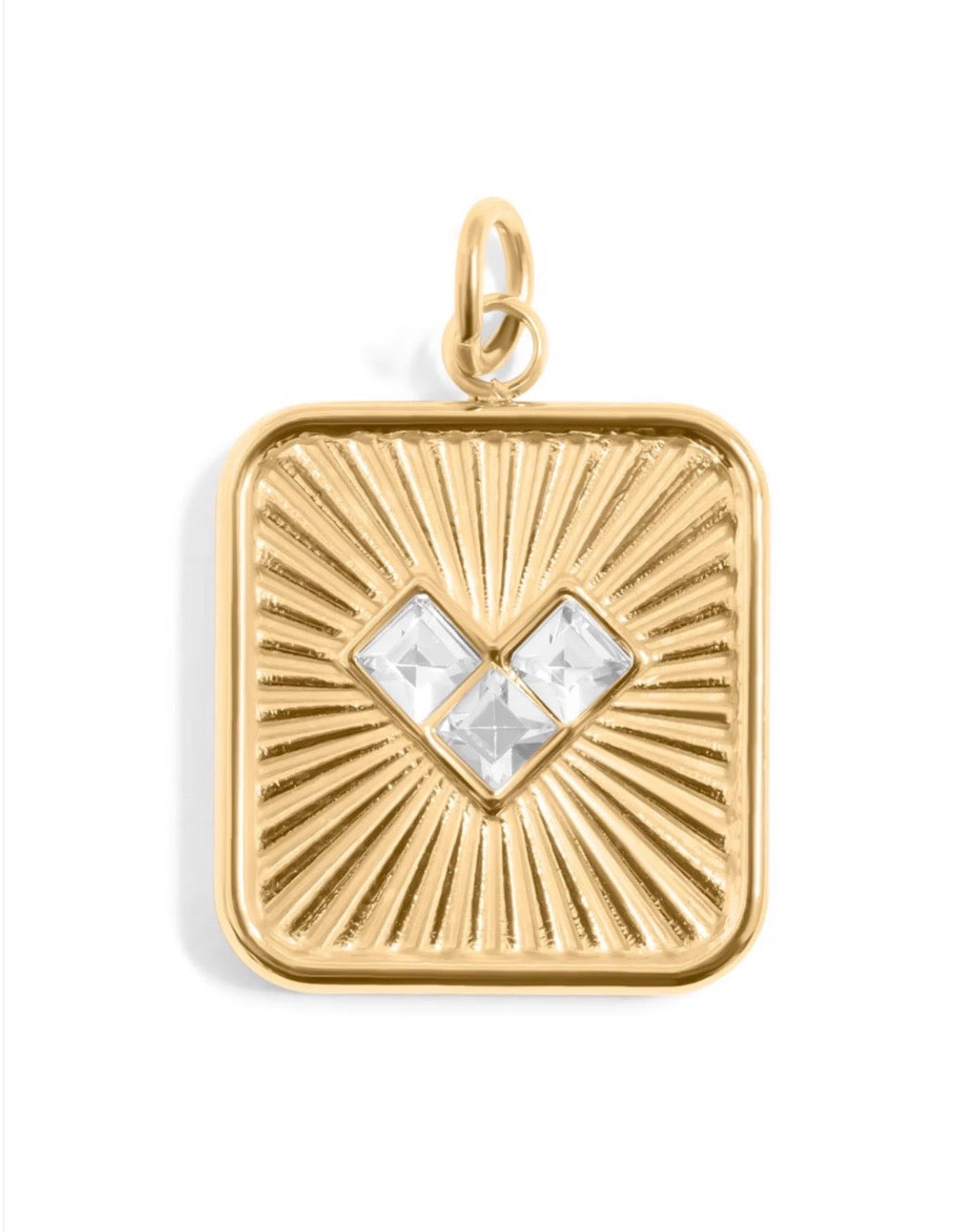 18K Gold-Plated or Silver-Tone Stone-Accent Heart Charm