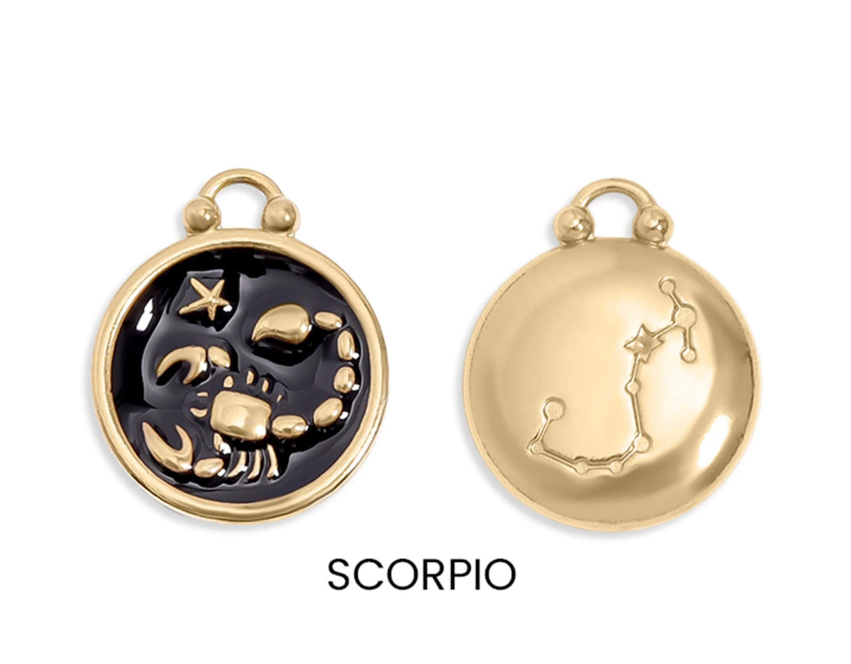 Enamel Zodiac Charms with Constellation - 18K gold plated