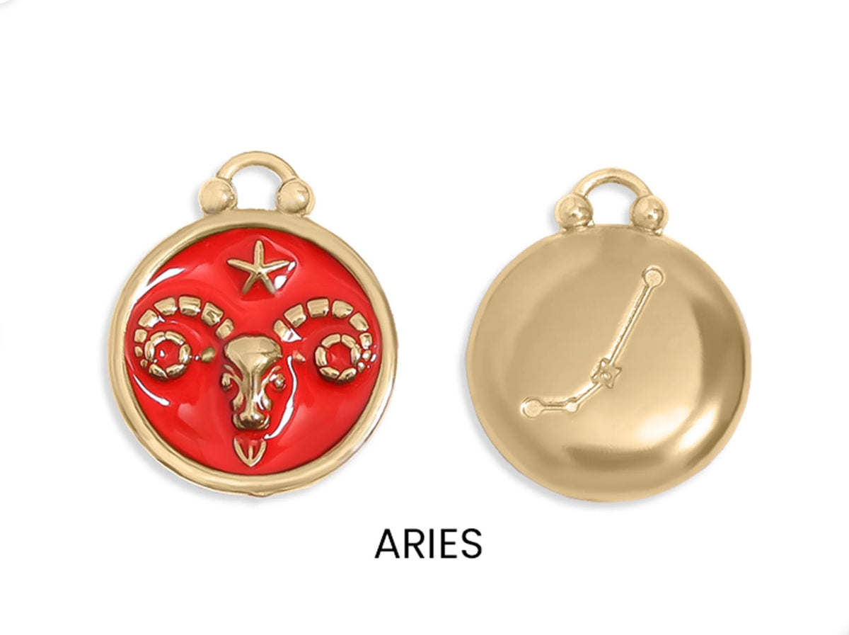 Enamel Zodiac Charms with Constellation - 18K gold plated