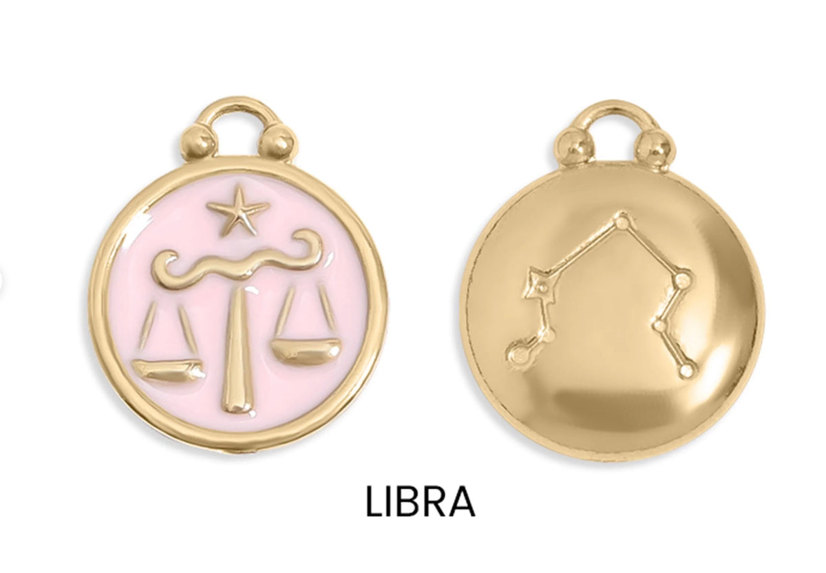 Enamel Zodiac Charms with Constellation - 18K gold plated