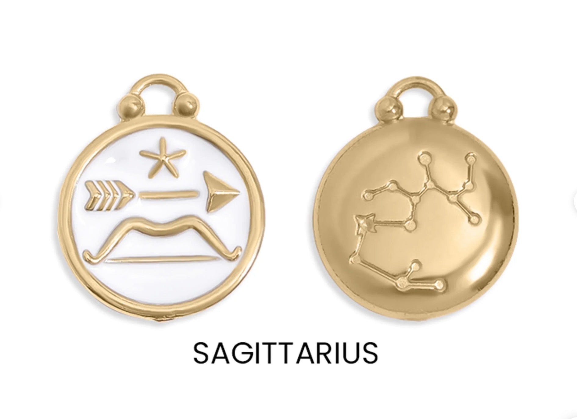 Enamel Zodiac Charms with Constellation - 18K gold plated