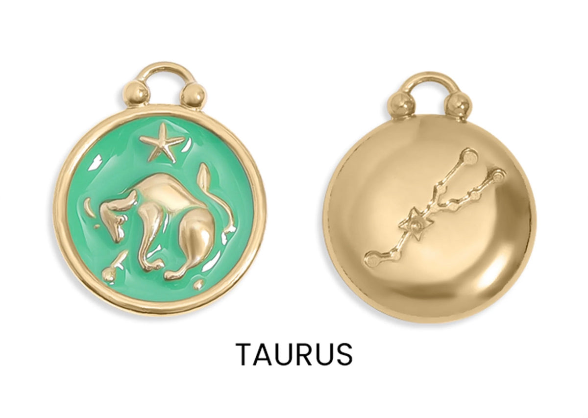 Enamel Zodiac Charms with Constellation - 18K gold plated