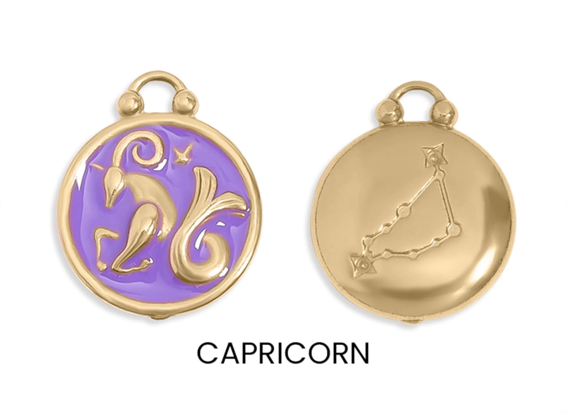 Enamel Zodiac Charms with Constellation - 18K gold plated