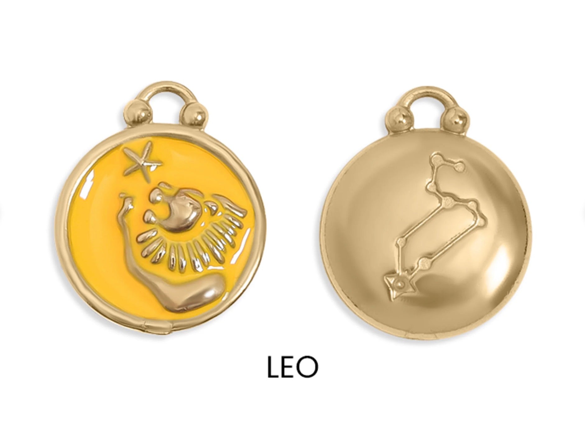 Enamel Zodiac Charms with Constellation - 18K gold plated