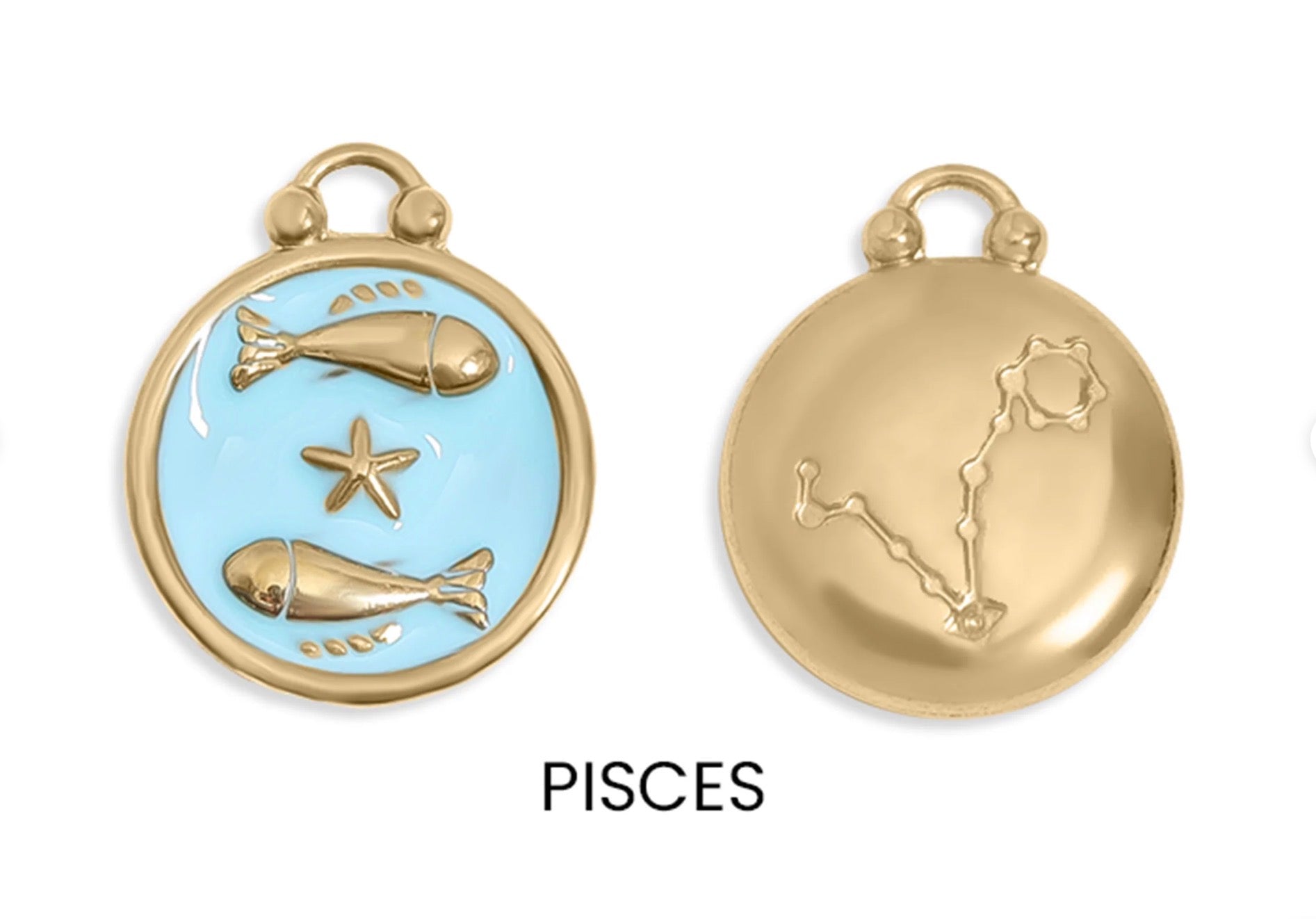 Enamel Zodiac Charms with Constellation - 18K gold plated