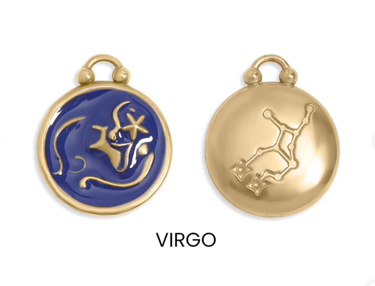 Enamel Zodiac Charms with Constellation - 18K gold plated