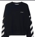 Off-White Diagonal-Stripe Crewneck Sweatshirt – Oversized Size XS