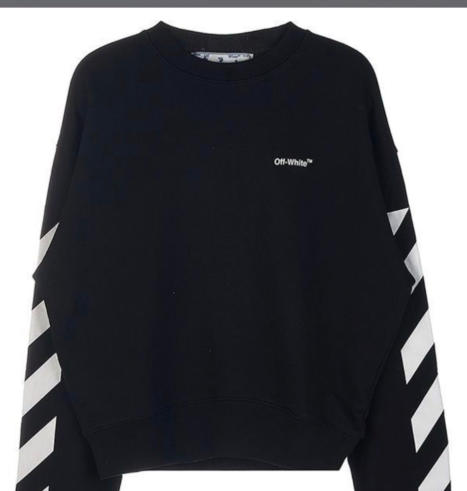 Off-White Diagonal-Stripe Crewneck Sweatshirt – Oversized Size XS