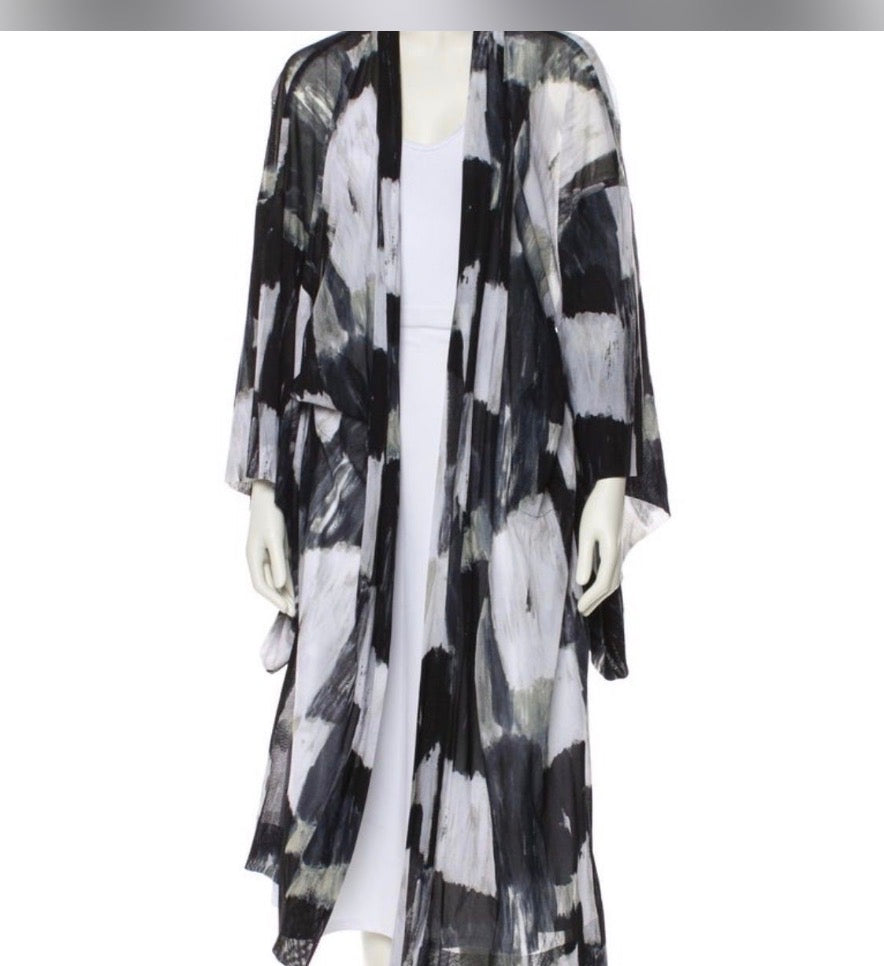 Norma Kamali Abstract-Print Oversized Duster – Size Small